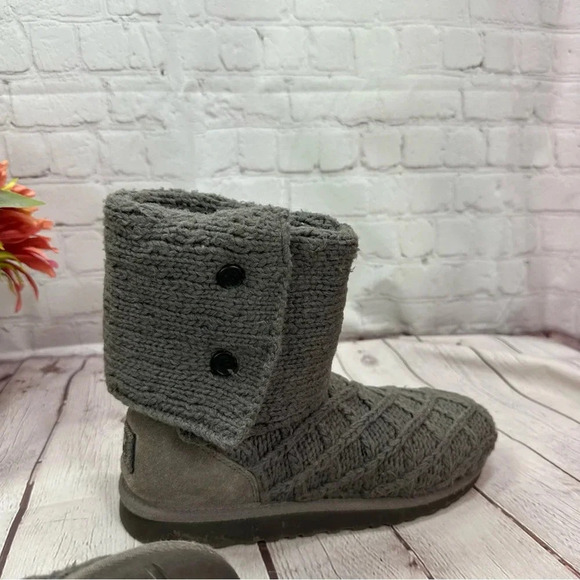 Ugg grey sweater boots lattice cardy knit tall boots women's sz 5 - Picture 7 of 10